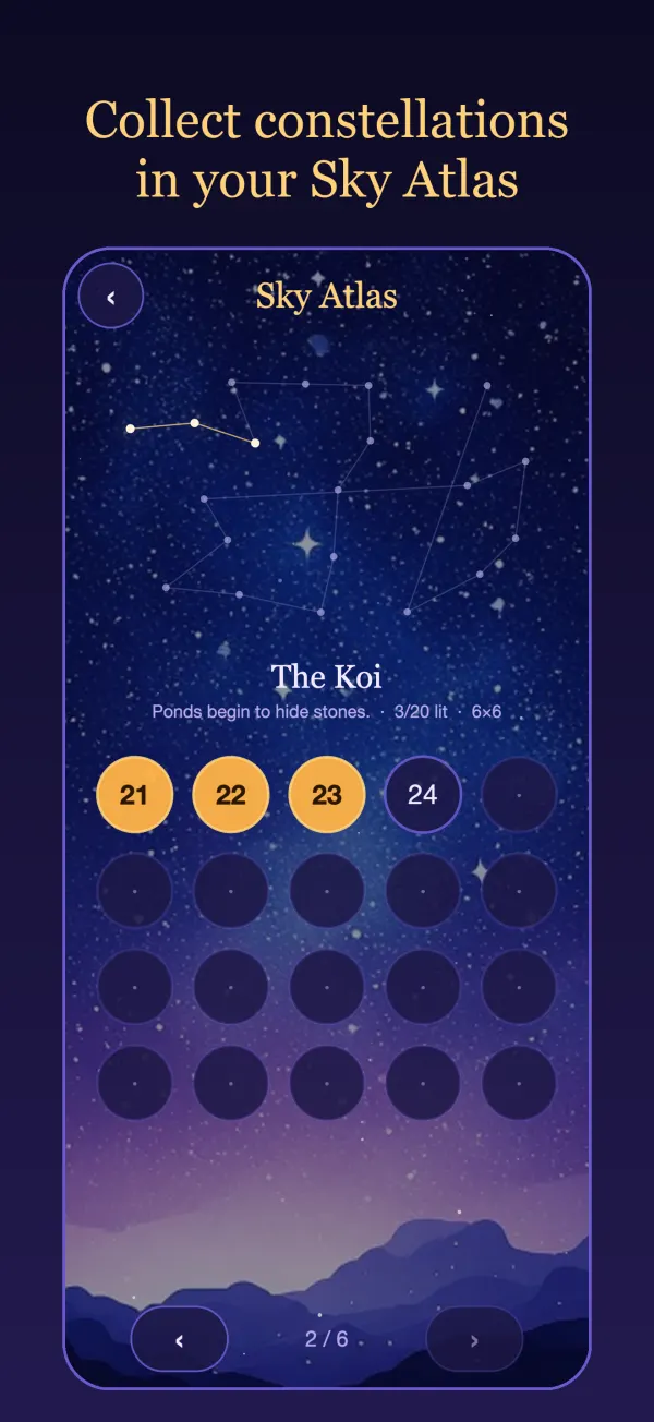 The Sky Atlas: every solved puzzle lights a star